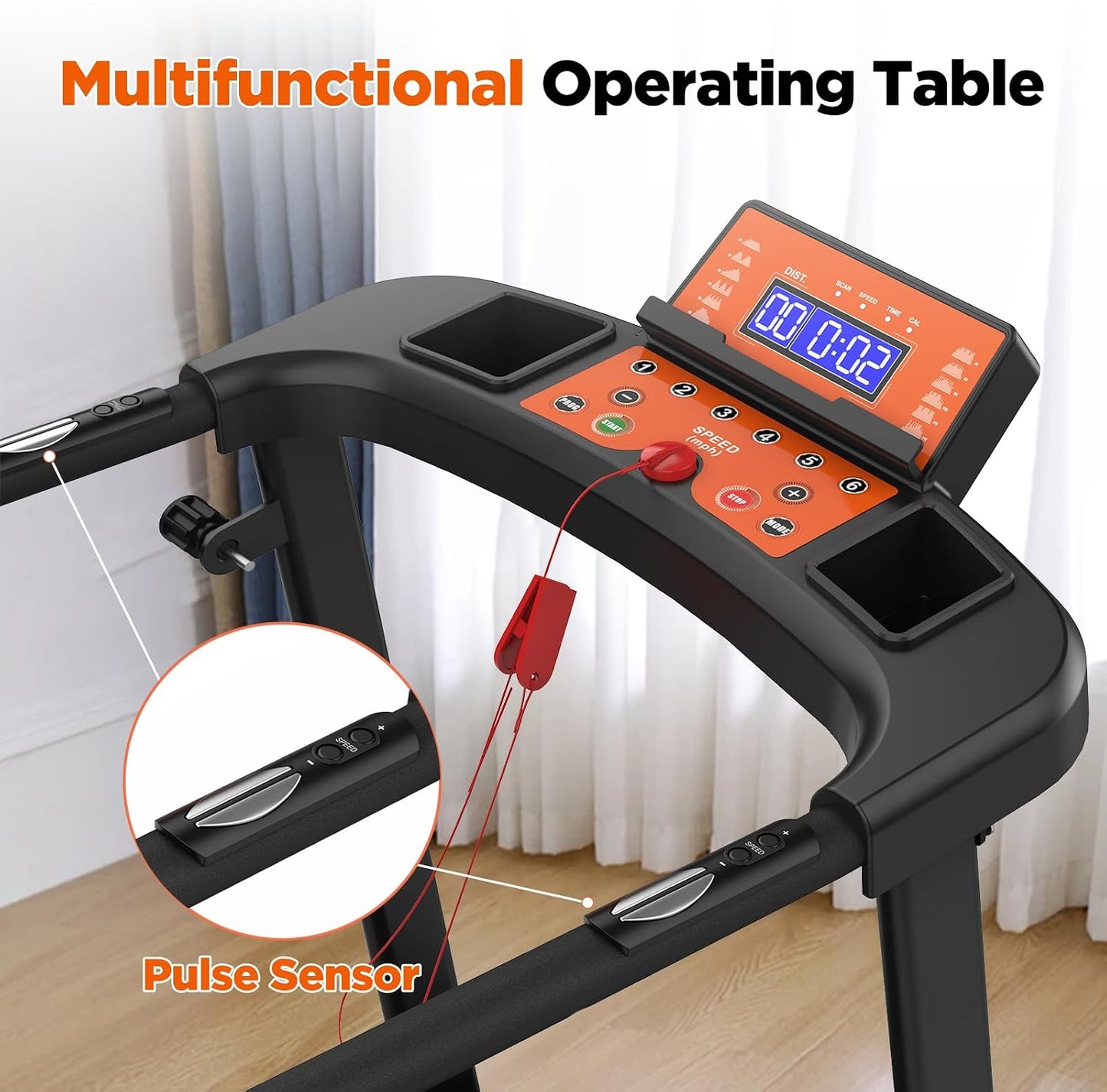 Walking Treadmill with Extended Handrails & APP Control