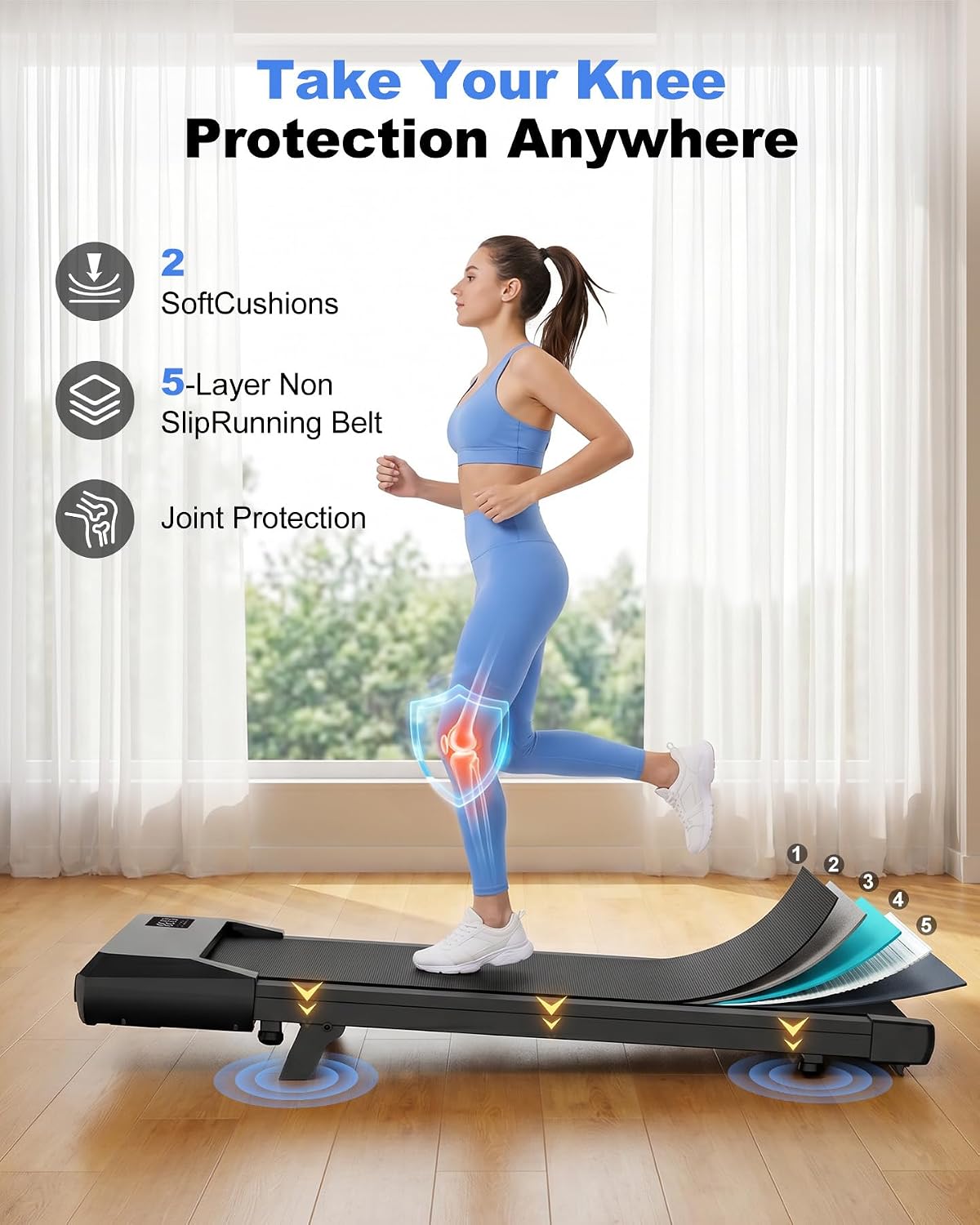Under Desk Walking Pad Treadmill with 6% Incline | 300 lbs