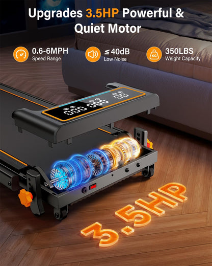 Folding Walking Pad Treadmill with Incline & LED Display
