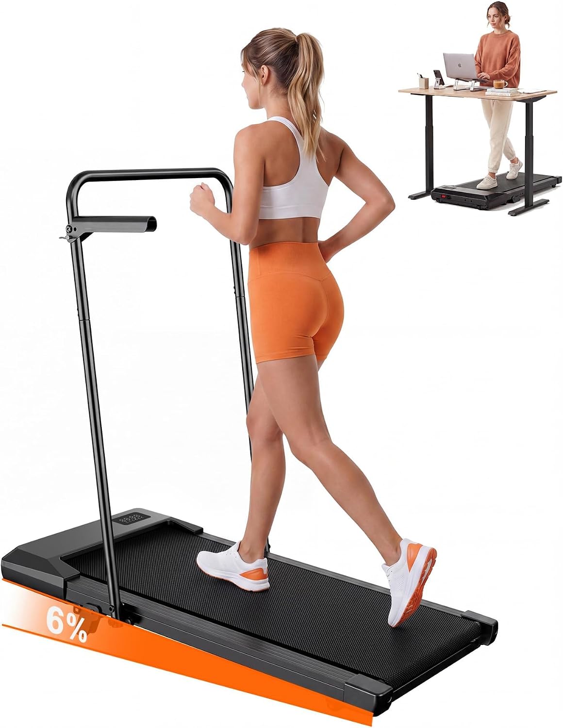Under Desk Walking Pad Treadmill with 6% Incline | 300 lbs