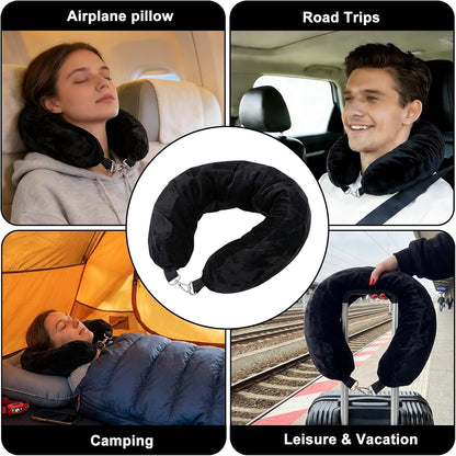 Stuffable Travel Neck Pillow - Fillable Clothes Storage