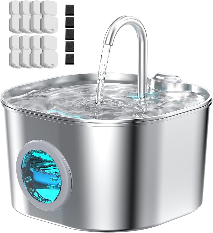 74oz/2.2L Cat Fountain + 8 Filters + 5 Sponges