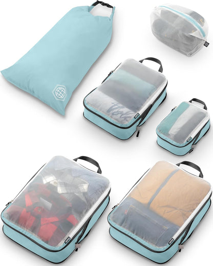 Large Compression Packing Cubes 6-Piece Set with Mesh