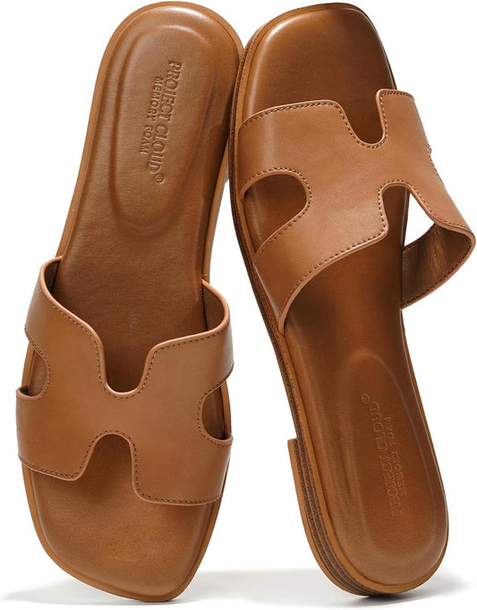 Genuine Leather Sandals with Memory Foam Insole for Women