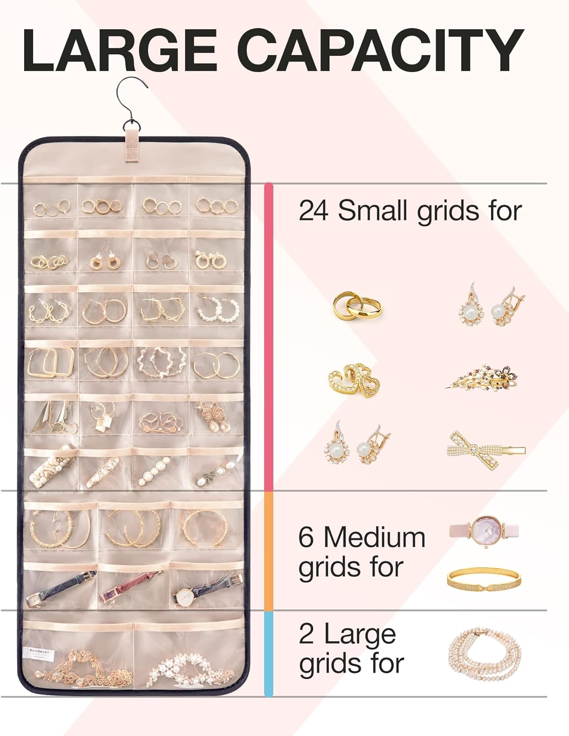 Dual-Sided Hanging Jewelry Organizer | Necklace & Earring Storage