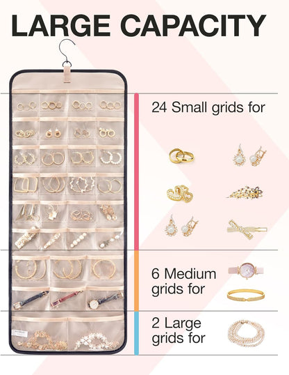Dual-Sided Hanging Jewelry Organizer | Necklace & Earring Storage