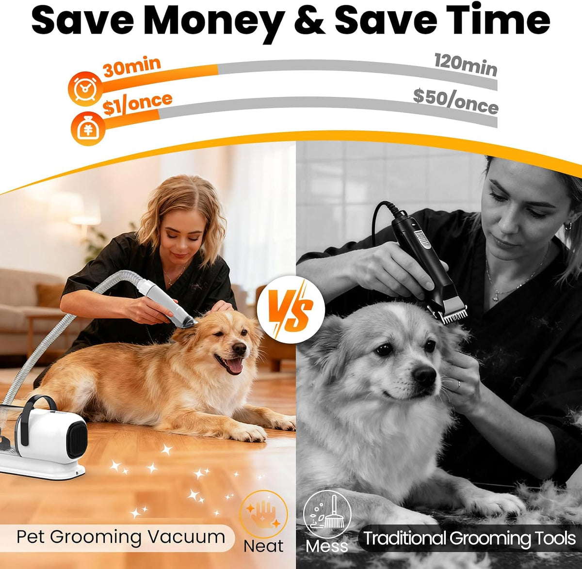 All-in-One Pet Grooming Vacuum Kit with Clippers & Brushes