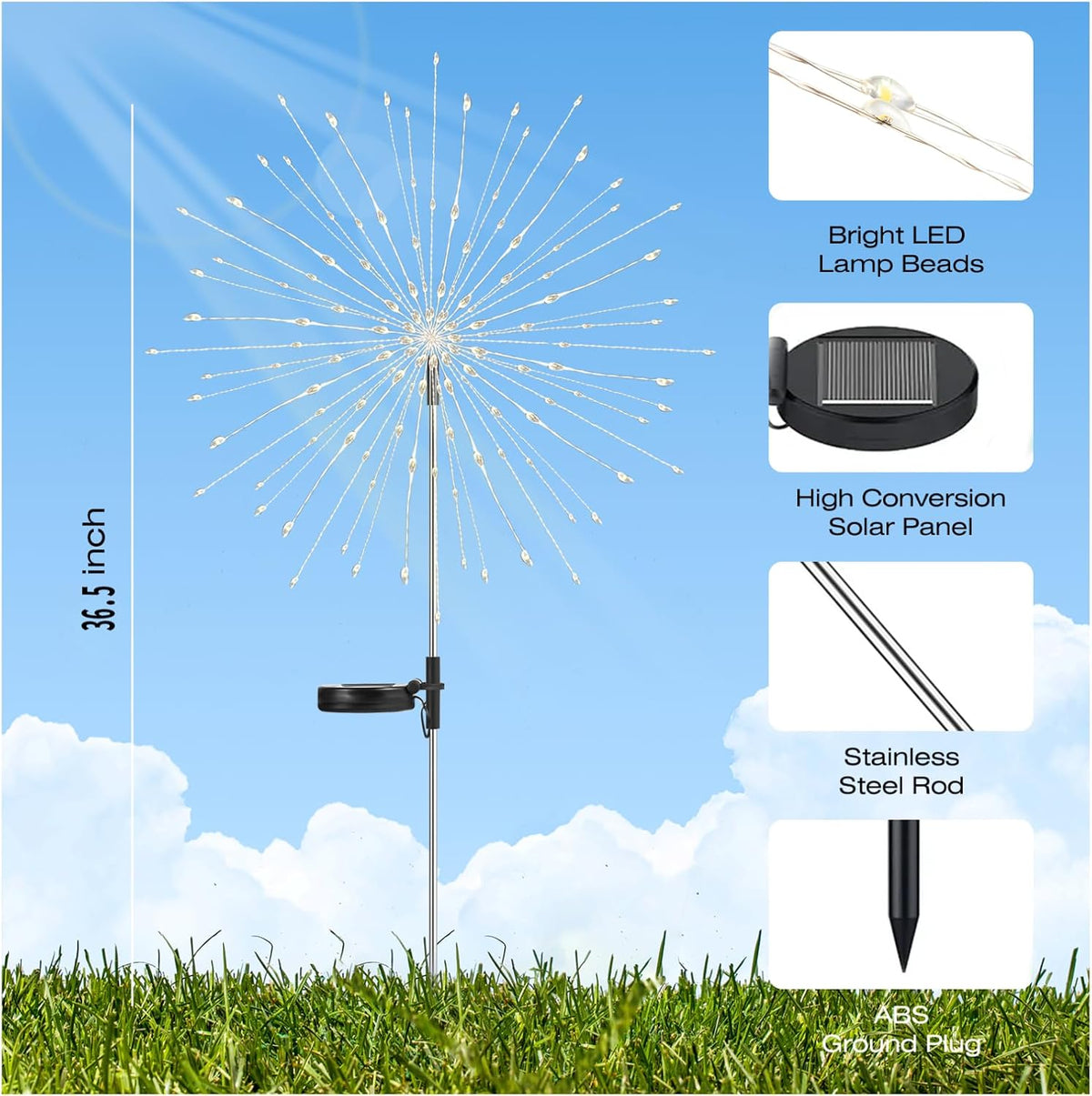 Solar Firework Lights - Outdoor Garden Stake Decor (2-Pack)