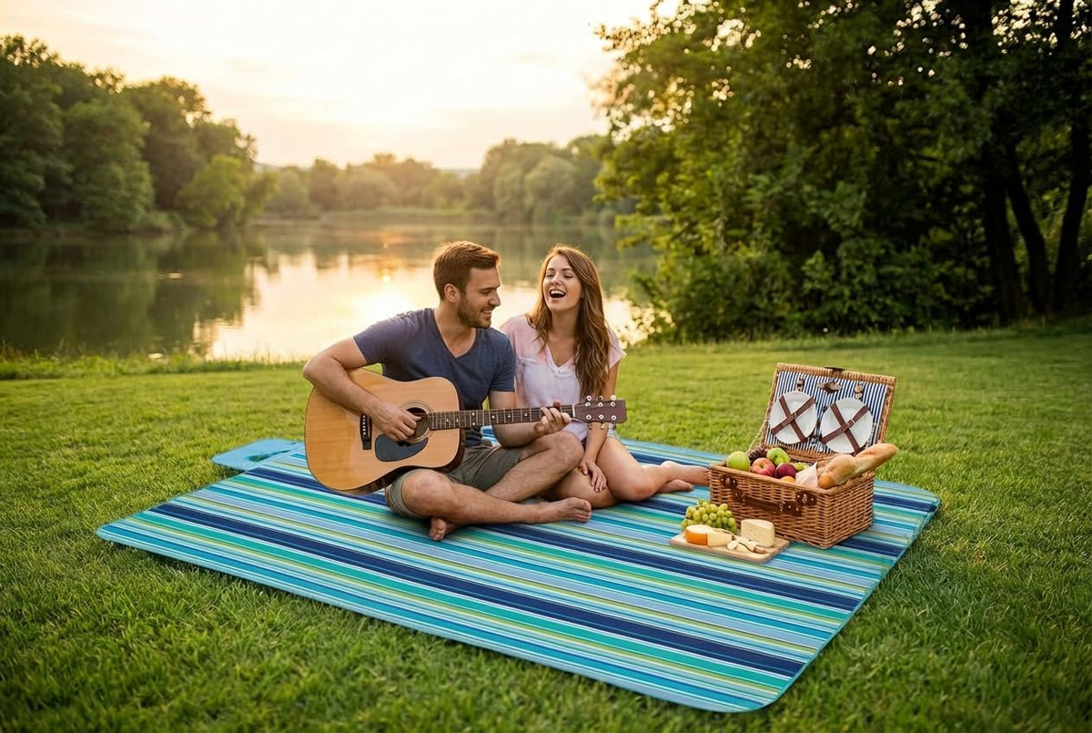 Extra Large Sandproof Waterproof Beach & Picnic Blanket - Foldable Outdoor Mat