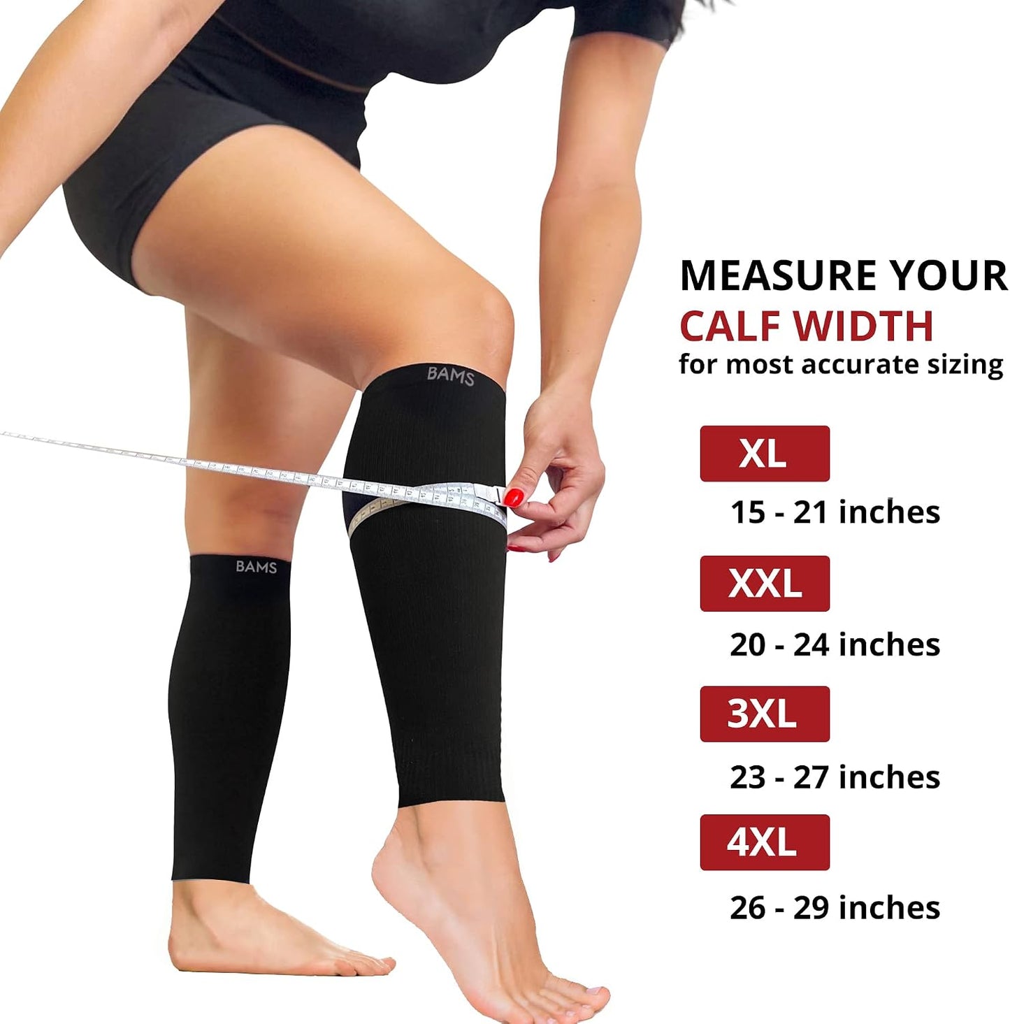 Plus Size Bamboo Calf Compression Sleeves | XL-4XL