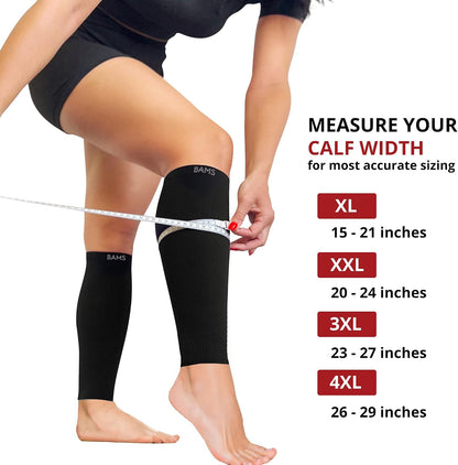 Plus Size Bamboo Calf Compression Sleeves | XL-4XL