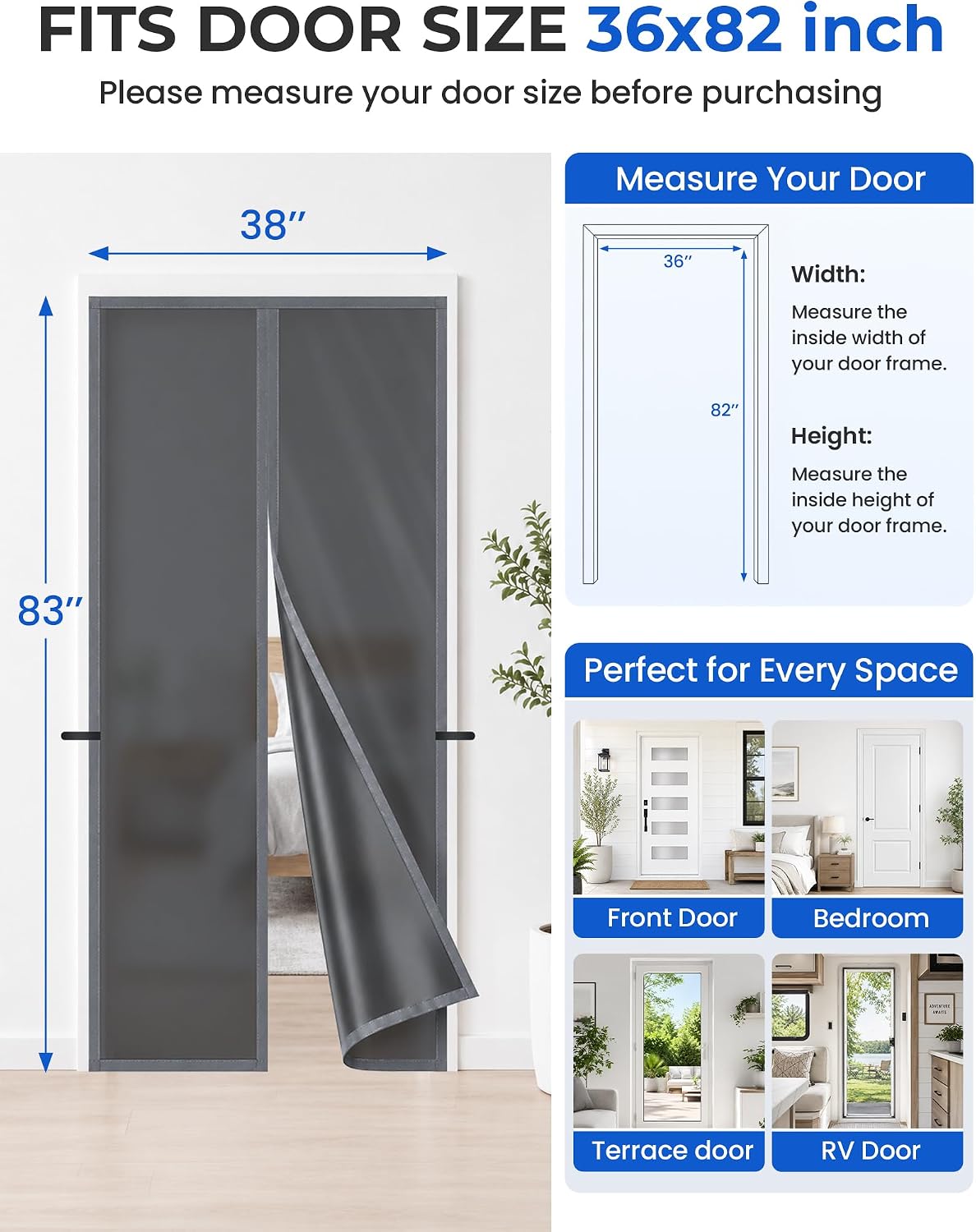 Magnetic Thermal Door Curtain - TPU Privacy Screen & Draft Blocker