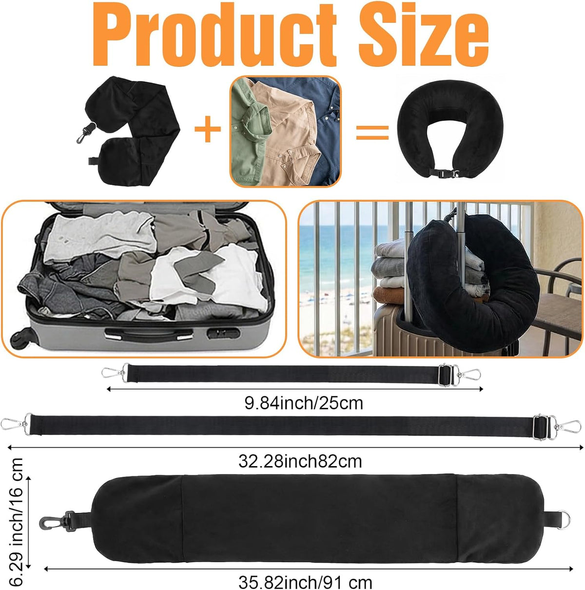 Stuffable Travel Pillow with Clothes Storage Compartment