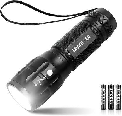 High Lumen Tactical Flashlight with Adjustable Focus & Batteries