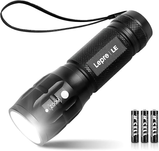 High Lumen Tactical Flashlight with Adjustable Focus & Batteries