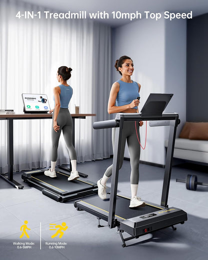 4-in-1 Foldable Treadmill with 12% Incline & App Control