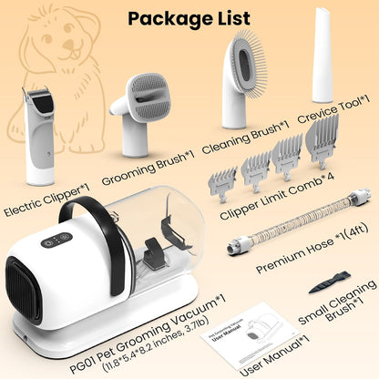 Pet Grooming Kit with Vacuum | 12000Pa Suction & Clippers