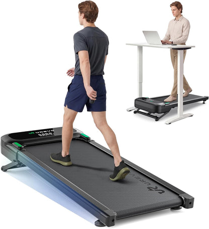 Auto Incline Walking Pad Treadmill with 12% Motorized Desk System