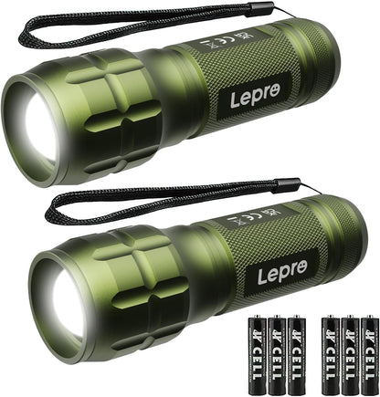 High Lumen Tactical Flashlight with Adjustable Focus & Batteries