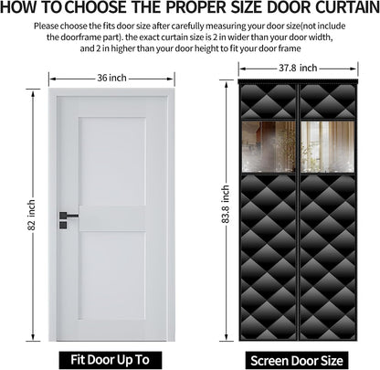Magnetic Thermal Insulated Door Curtain with Detachable Windows