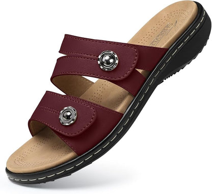Women's Arch Support Sandals - Adjustable Wide Fit Flats