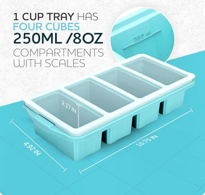 Silicone Freezer Tray with Lid - Multi-Portion Meal Prep