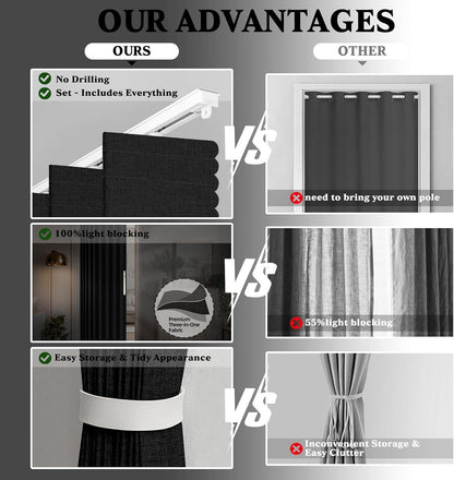 100% Blackout Accordion Door Curtain - Adhesive Track Install