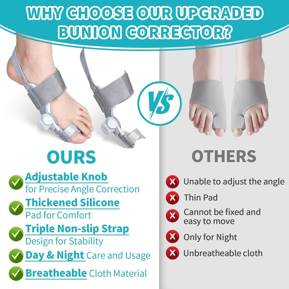 Orthopedic Big Toe Straightener with Adjustable Knob System