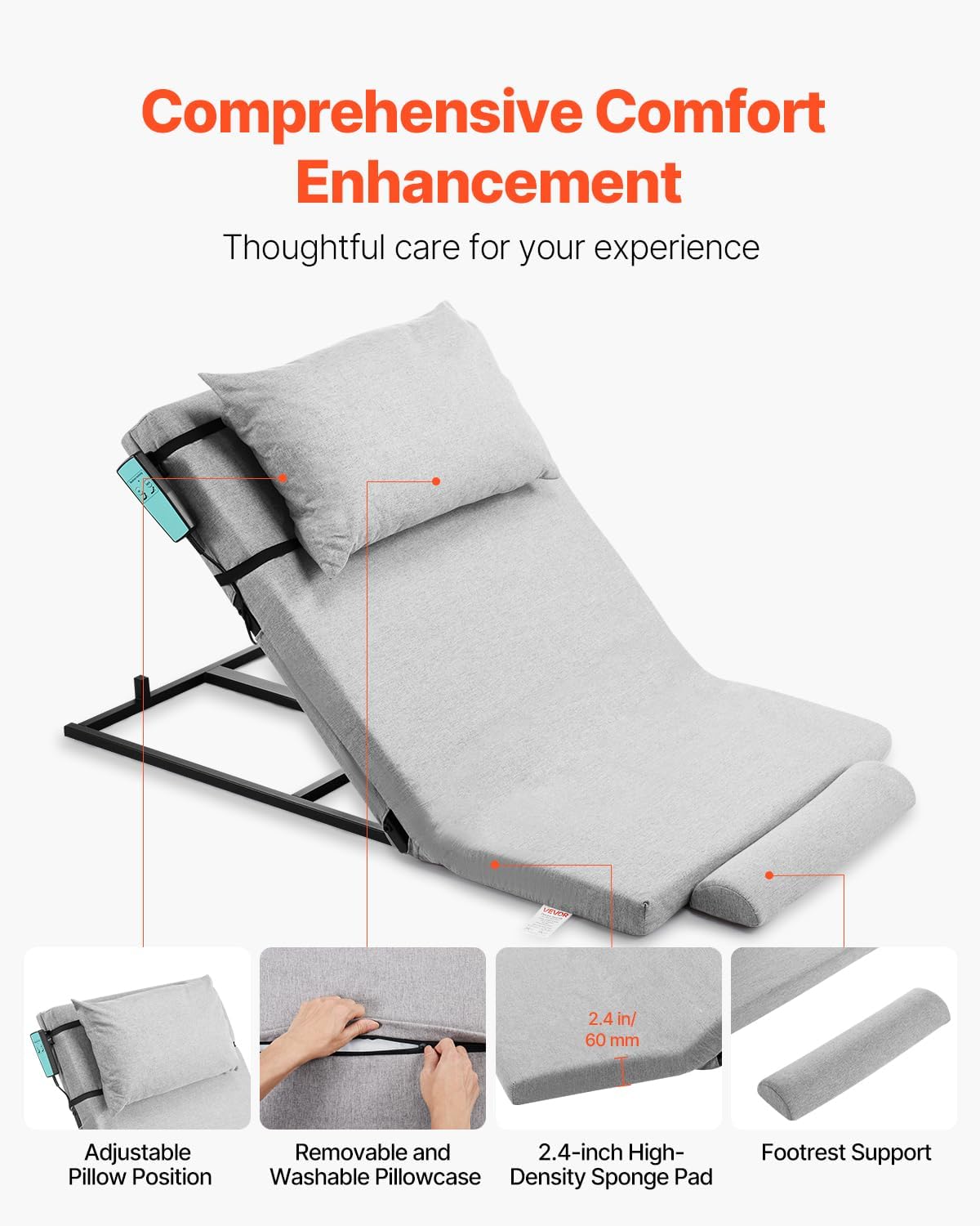 Electric Adjustable Bed Backrest | 300 lbs Capacity