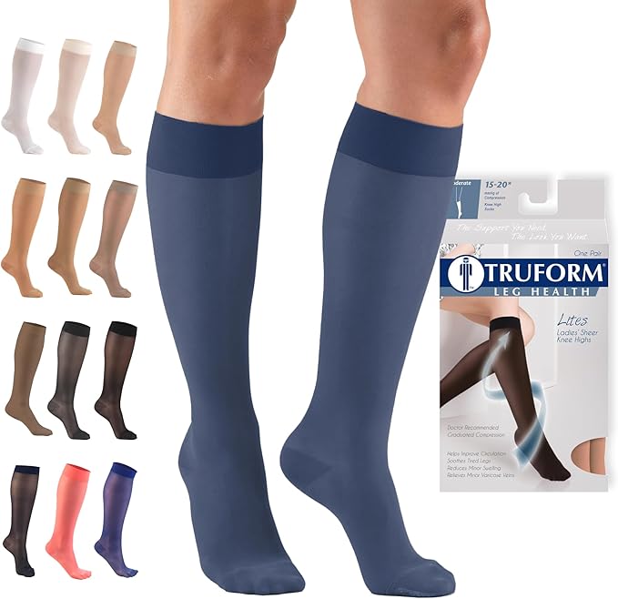 Sheer Compression Stockings 15-20 mmHg Knee High for Women