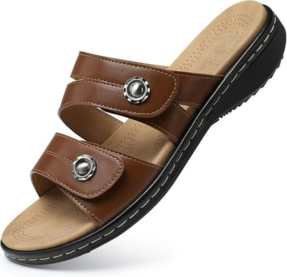 Women's Arch Support Sandals - Adjustable Wide Fit Flats