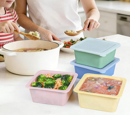 Silicone Freezer Trays with Lids – 2-Cup Portion Control 4-Pack
