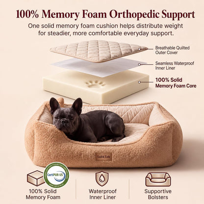 Cooling Orthopedic Memory Foam Dog Bed - Washable Cover