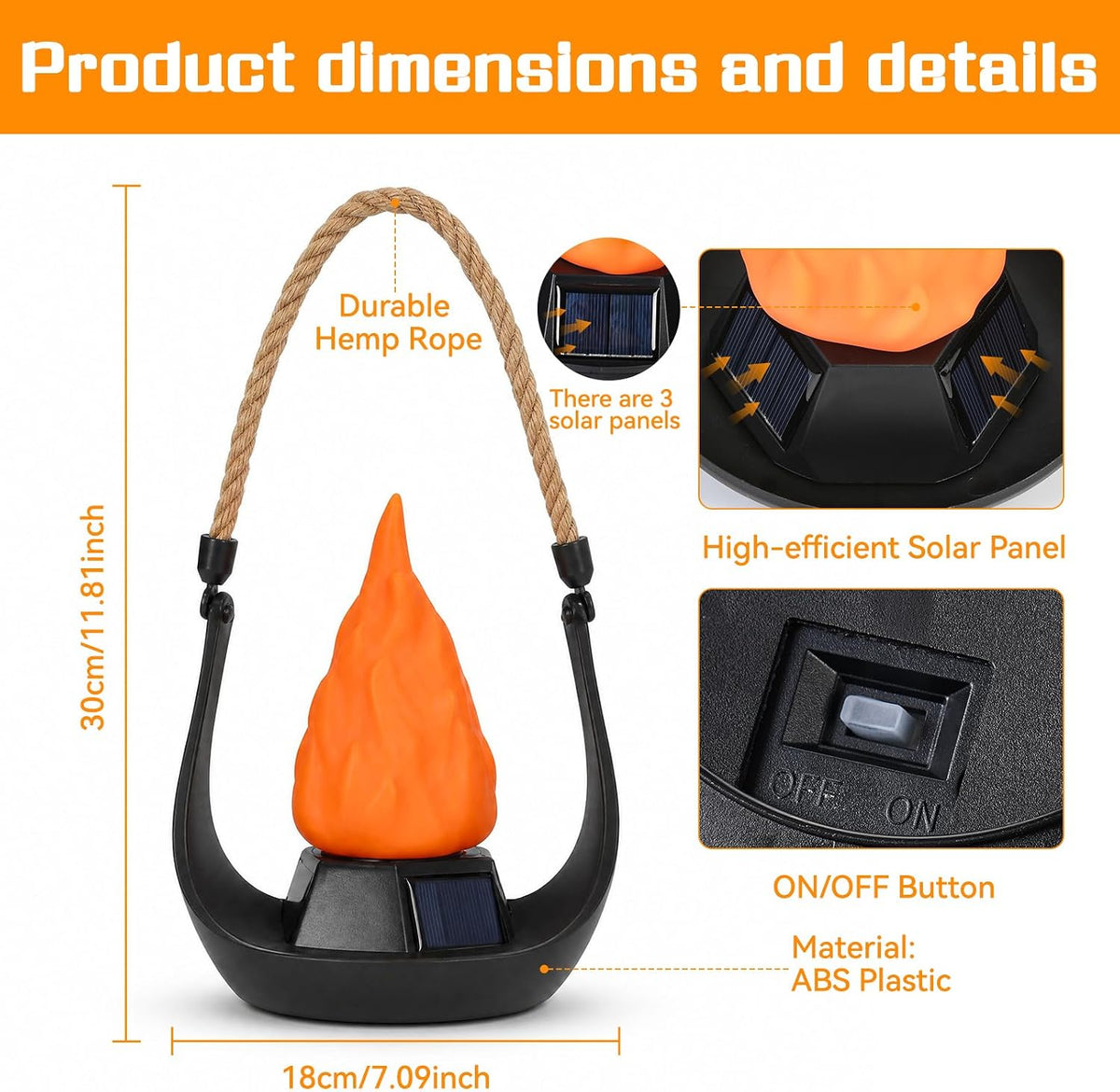 Volcanic Solar Flame Lanterns - Outdoor Decorative Lights 2-Pack