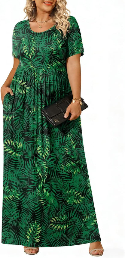 Plus Size Maxi Dress with Pockets - Breathable Summer Comfort