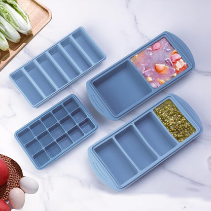 Silicone Freezer Molds Set - 4 Sizes with Lids for Meal Prep
