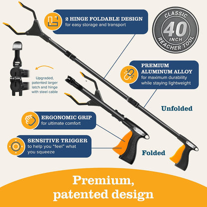 Premium Folding Grabber Reacher Tool – 26 to 48 inch Options