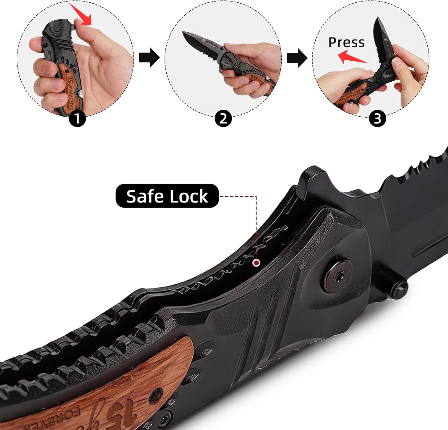 15th Anniversary Engraved Pocket Knife - Personalized Keepsake Gift