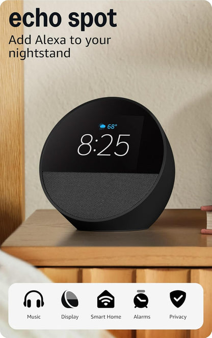 Smart Alarm Clock with Display – Alexa-Enabled Nightstand Hub