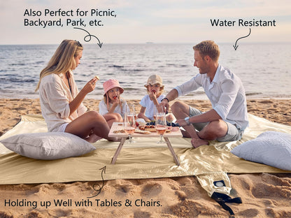 Extra Large Sandproof Waterproof Beach Blanket with Stakes