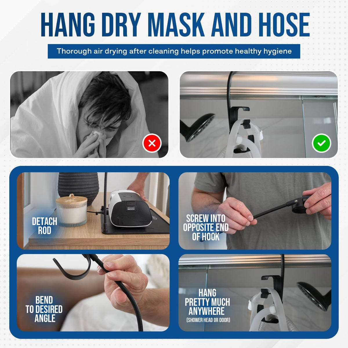 CPAP Cleaning Kit with Hose Brush, Basin & Hanger System