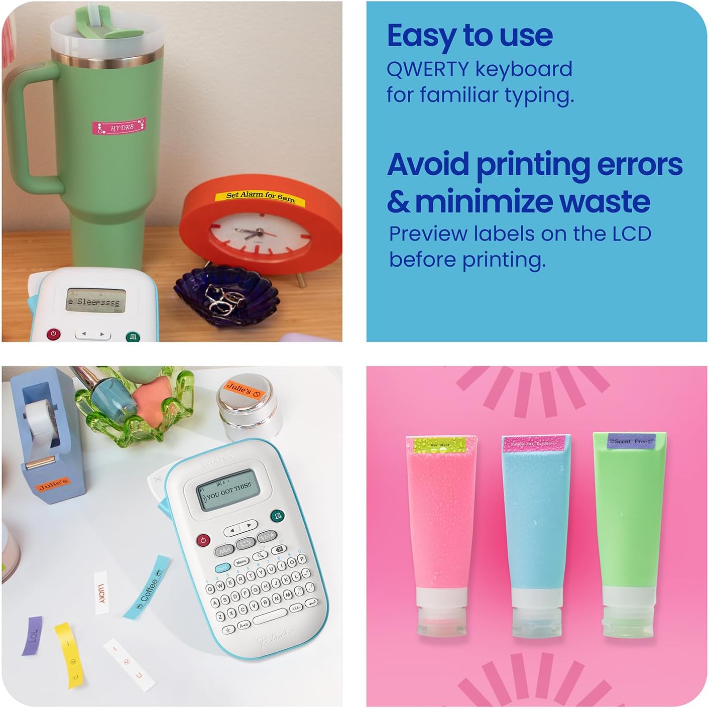 Handheld Label Maker with Color Personalized Tape