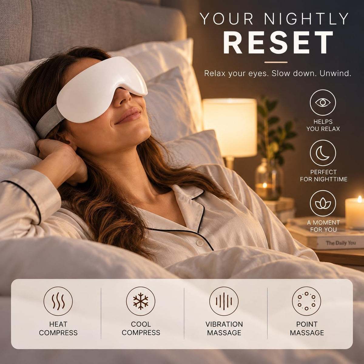 Eye Massager with Heat & Cold Therapy | 14-Point Vibration