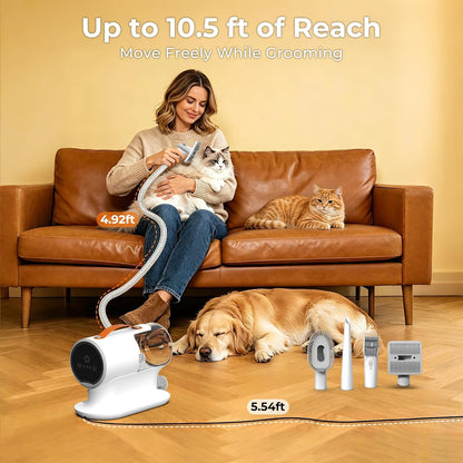 Pet Grooming Vacuum Kit with Clippers & 12000Pa Suction