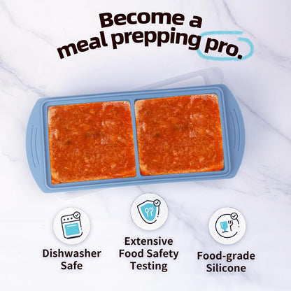Silicone Freezer Molds Set - 4 Sizes with Lids for Meal Prep