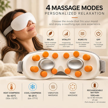 Eye Massager with Heat & Cold Therapy | 14-Point Vibration