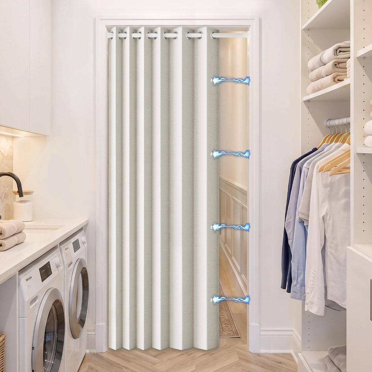Blackout Magnetic Folding Door Curtain - Room Divider Panel