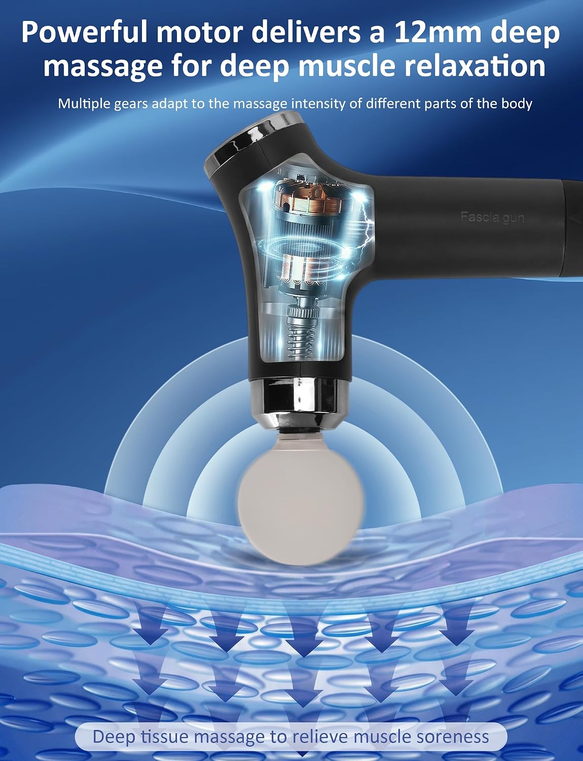 Ergonomic Deep Tissue Massage Gun with Extension Handle