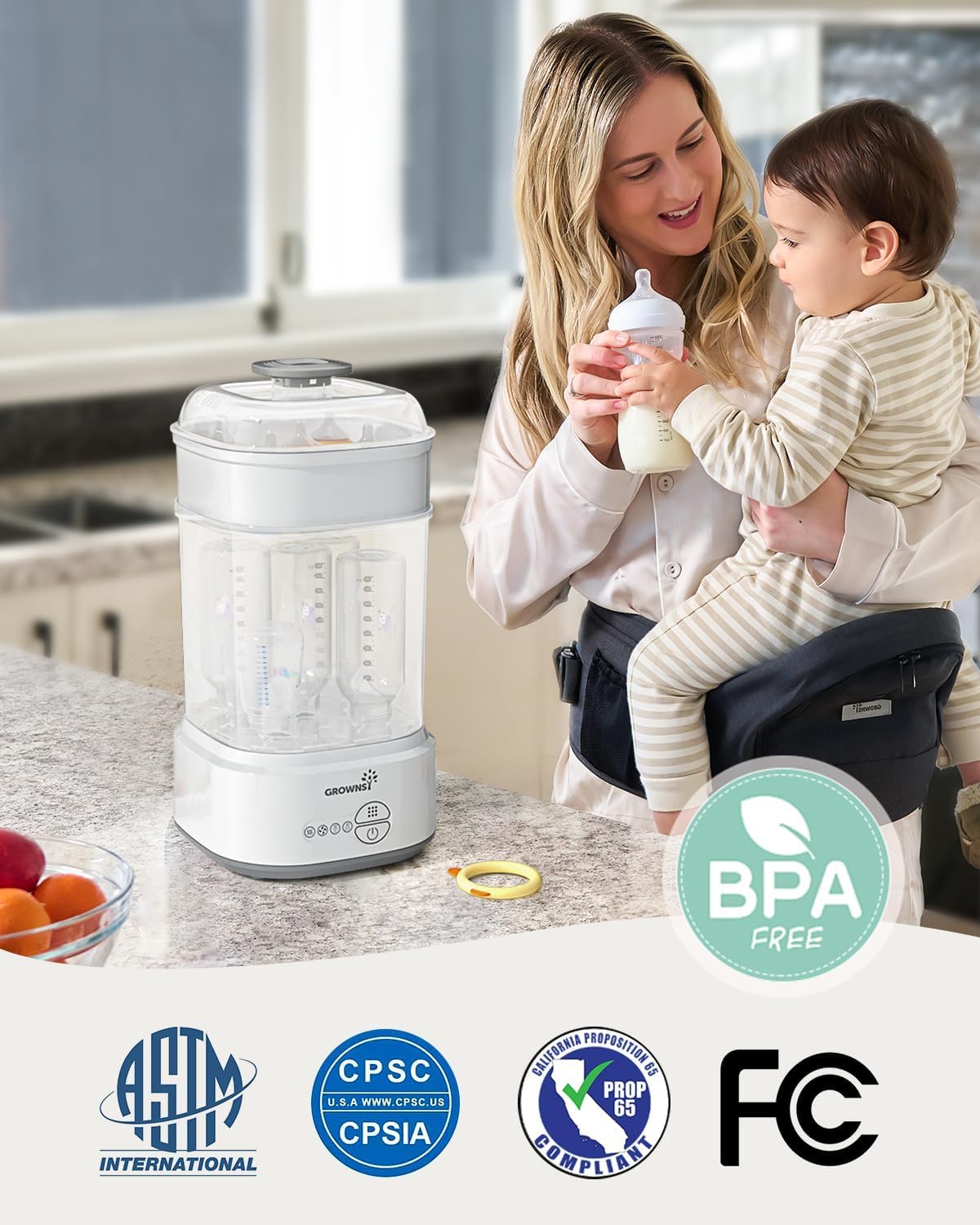 Compact Baby Bottle Sterilizer & Dryer with Fast Sanitization