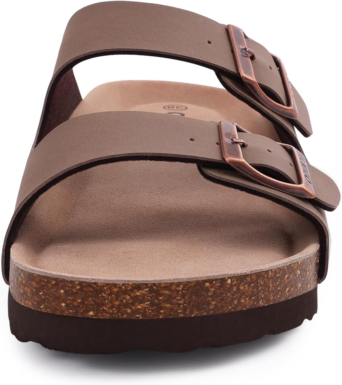 Cork Footbed Slide Sandals with Arch Support & Adjustable Buckle